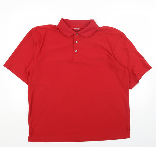 Grand Slam Mens Red Polyester Polo Size XL Collared Button