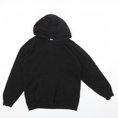 Justhoods Girls Black Cotton Pullover Hoodie Size 12-13 Years Pullover