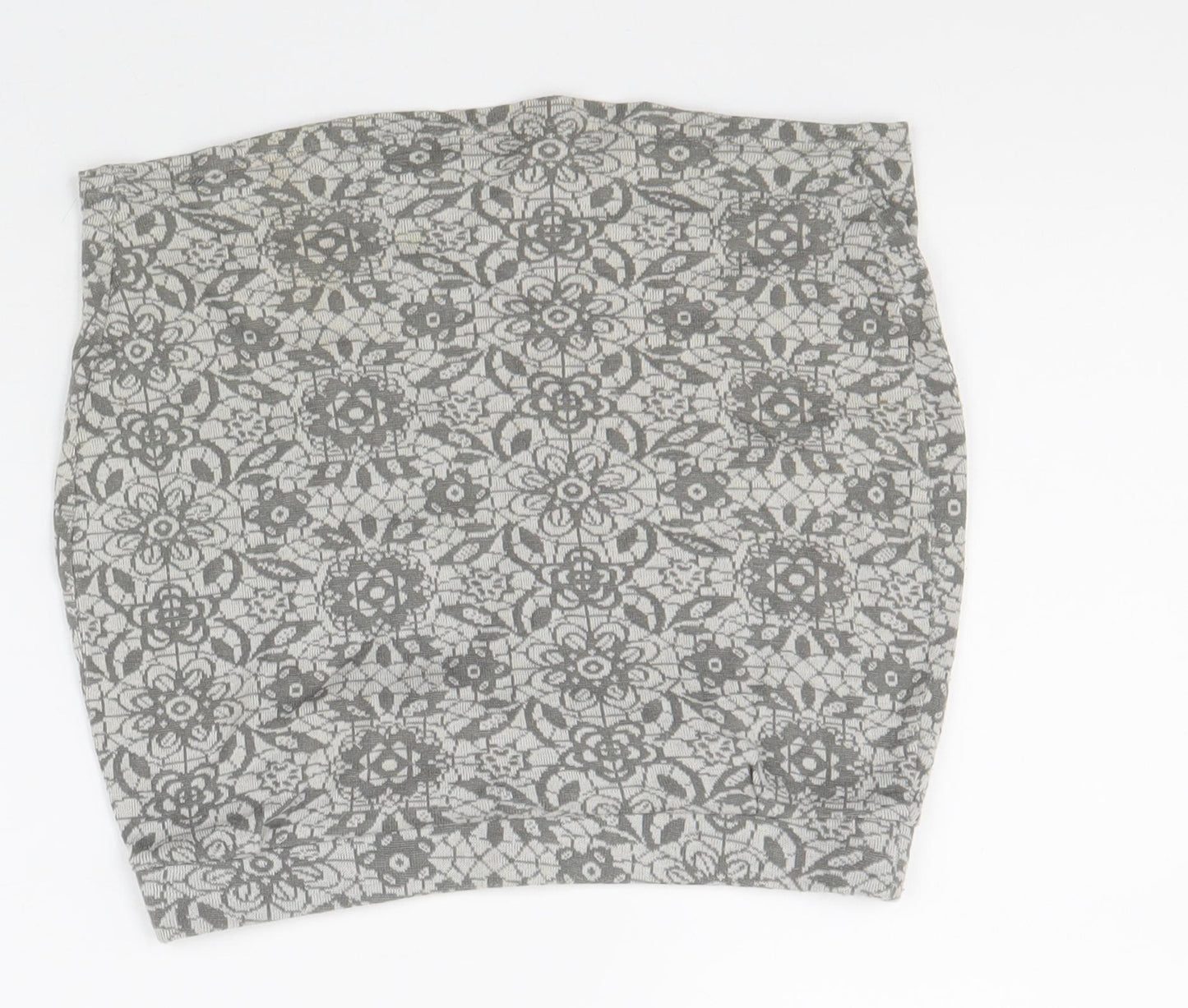 Silence + Noise Womens Grey Geometric Cotton Bandage Skirt Size S