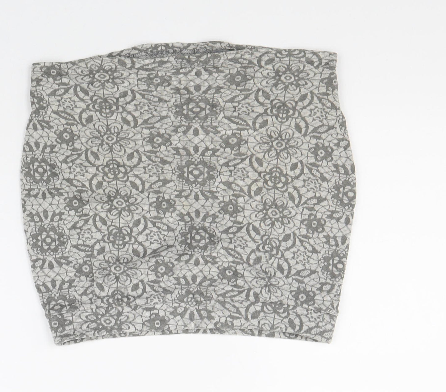 Silence + Noise Womens Grey Geometric Cotton Bandage Skirt Size S