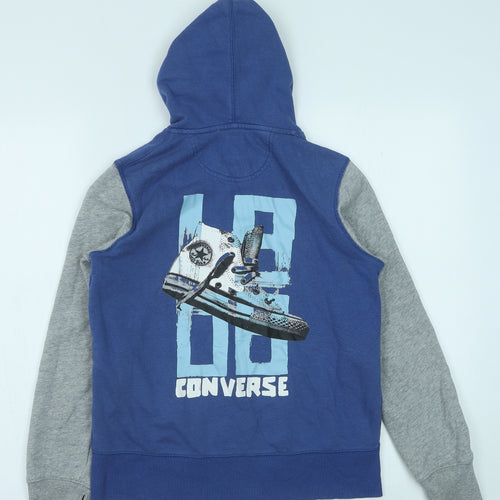 Converse Boys Blue Colourblock Cotton Full Zip Hoodie Size 10-11 Years Zip