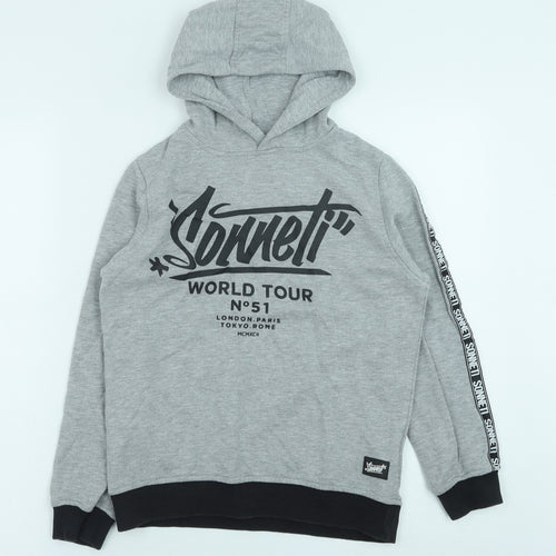 Sonneti Boys Grey Cotton Pullover Hoodie Size 10-11 Years Pullover