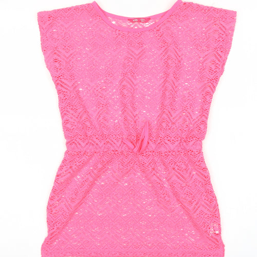 YD Girls Pink Polyester Kaftan Size 9-10 Years Round Neck Pullover