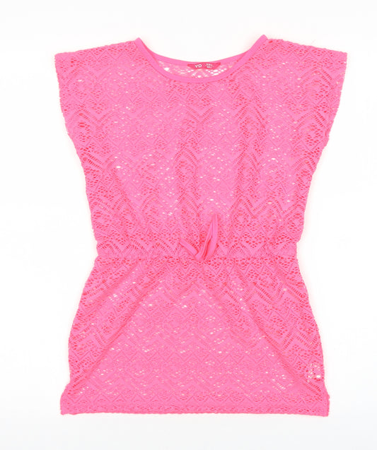 YD Girls Pink Polyester Kaftan Size 9-10 Years Round Neck Pullover