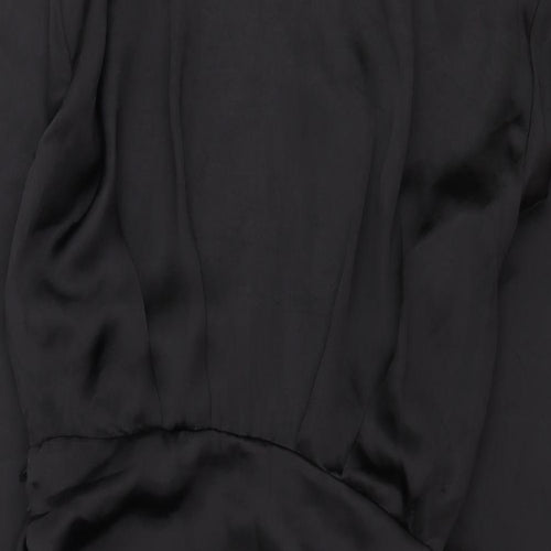 Zara Knit Womens Black Polyester Shirt Dress Size S Collared Zip