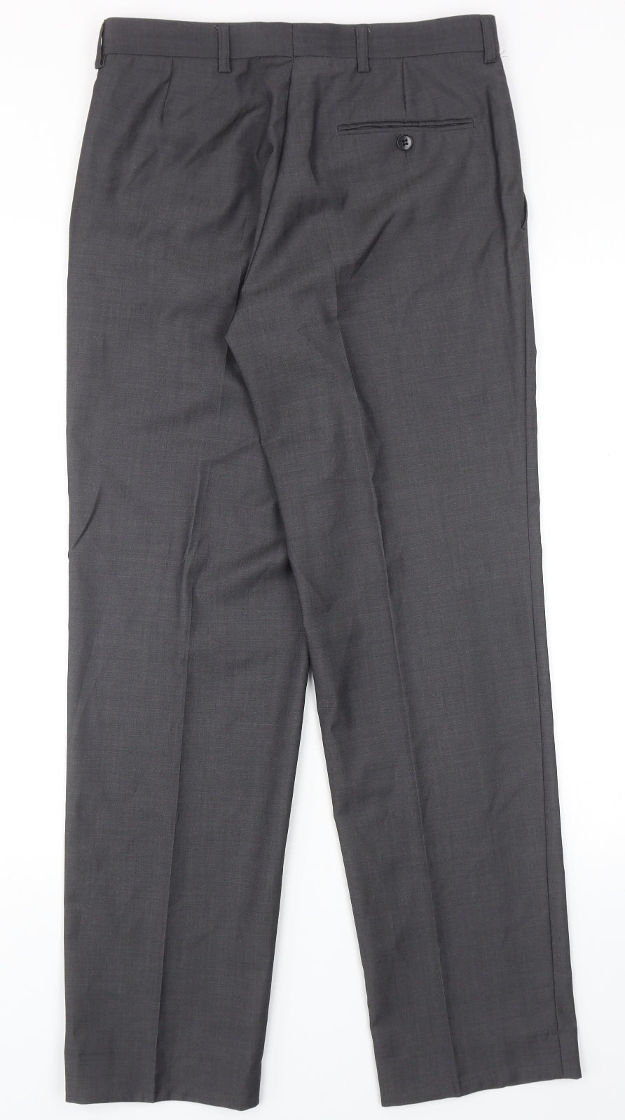 Marks and Spencer Mens Grey Polyester Dress Pants Trousers Size 30 in L31 in Regular Zip