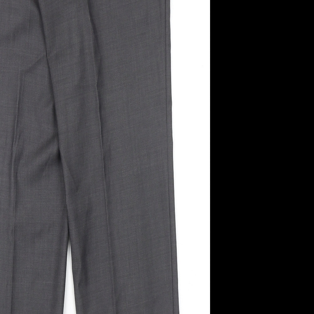 Marks and Spencer Mens Grey Polyester Dress Pants Trousers Size 30 in L31 in Regular Zip