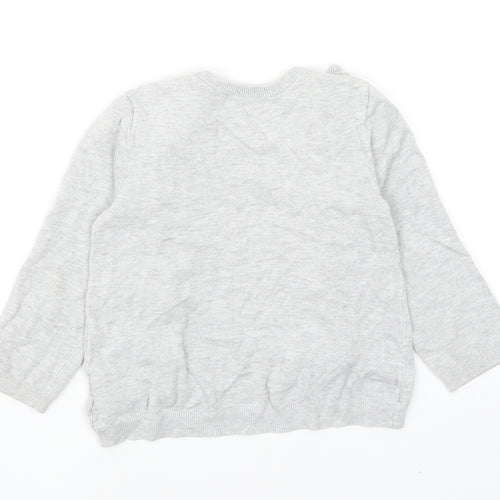 H&M Girls Grey Round Neck Viscose Pullover Jumper Size 3-4 Years Pullover