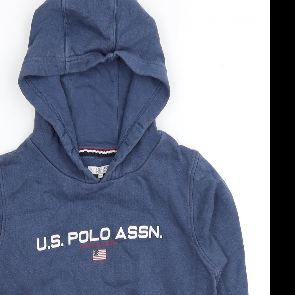 US Polo Assn. Boys Blue Cotton Pullover Hoodie Size 8-9 Years Pullover