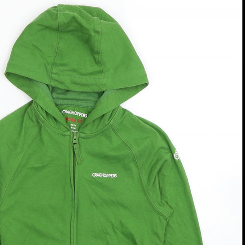 Craghoppers Boys Green Cotton Full Zip Hoodie Size 7-8 Years Zip