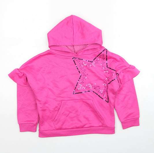 TU Girls Pink Polyester Pullover Hoodie Size 8 Years Pullover