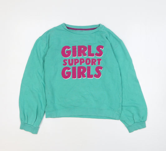 John Lewis Girls Green Cotton Pullover Sweatshirt Size 11 Years Pullover - Girls Support Girls