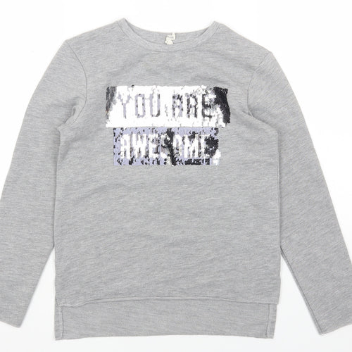 Young Dimension Girls Grey Polyester Pullover Sweatshirt Size 9-10 Years Pullover - Your are Awesome