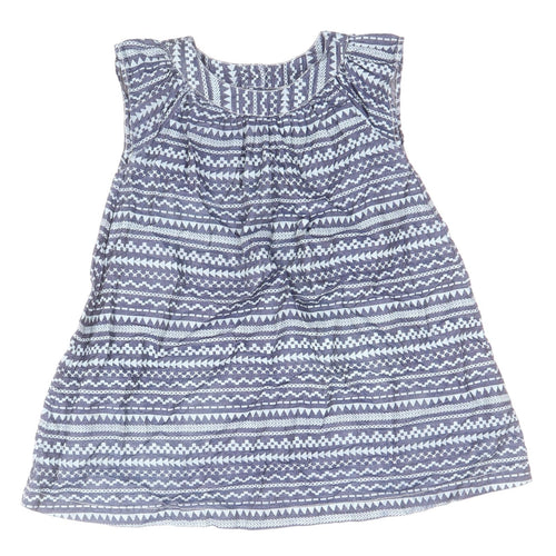 Shrinking Violet Girls Blue Geometric 100% Cotton A-Line Size 5-6 Years Round Neck Button