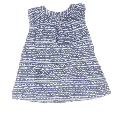 Shrinking Violet Girls Blue Geometric 100% Cotton A-Line Size 5-6 Years Round Neck Button