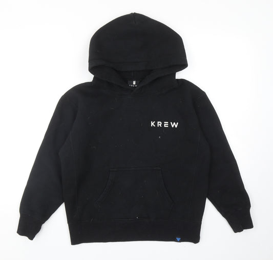 Krew Boys Black Cotton Pullover Hoodie Size L Pullover