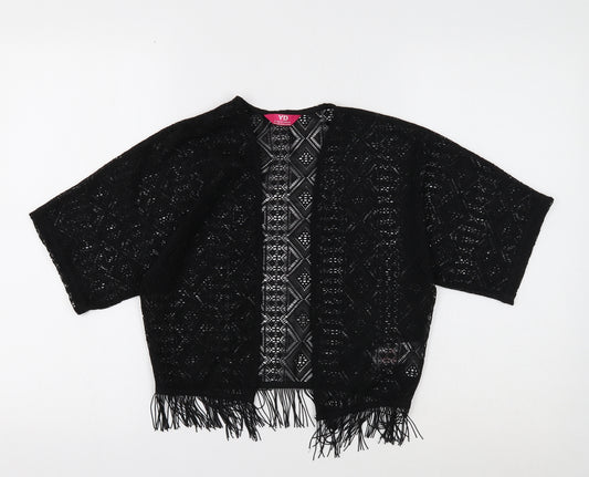 Young Dimension Girls Black V-Neck Geometric Polyester Shrug Jumper Size 8-9 Years Pullover