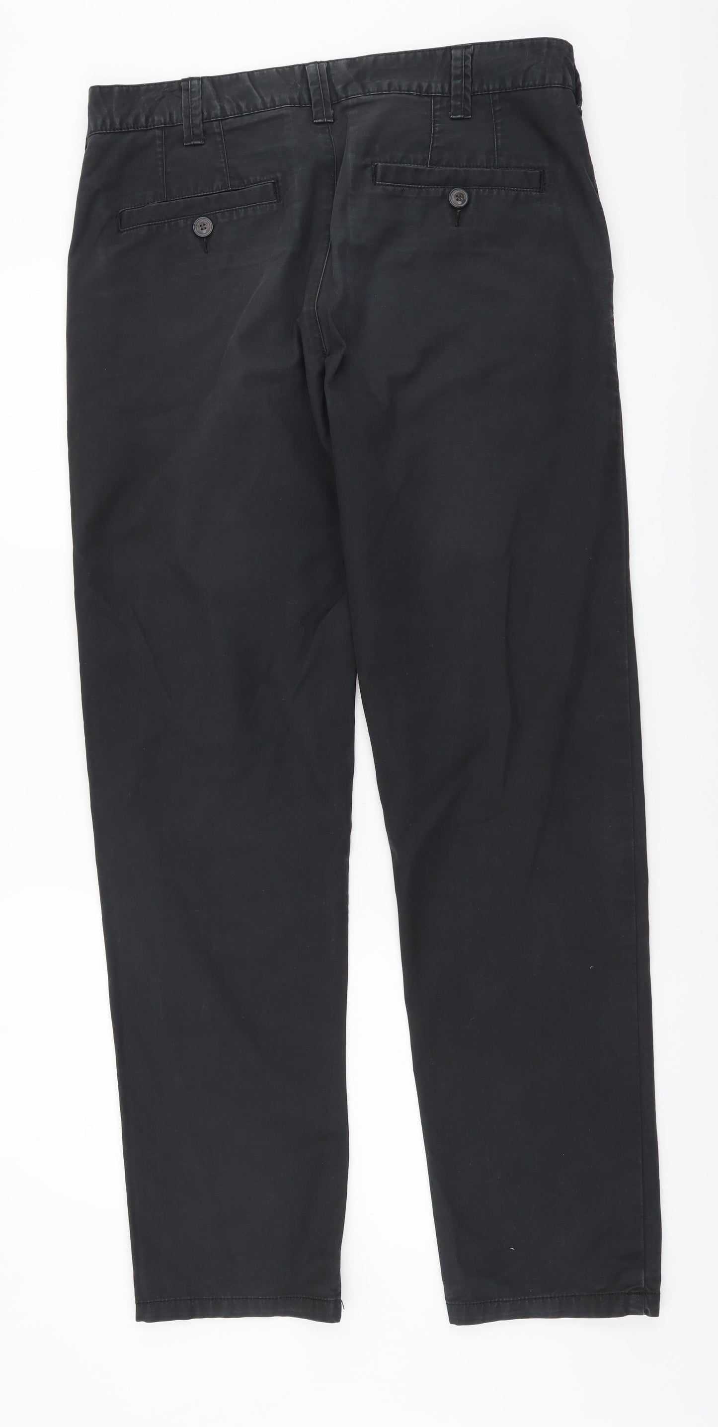 Easy Mens Grey Cotton Trousers Size 32 in L31 in Regular Button