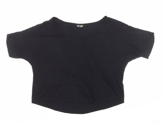 F&F Womens Black Viscose Basic T-Shirt Size L Boat Neck Pullover