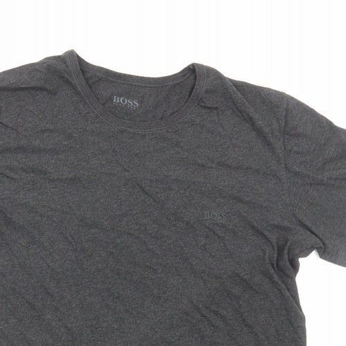 HUGO BOSS Mens Grey Viscose T-Shirt Size L Round Neck