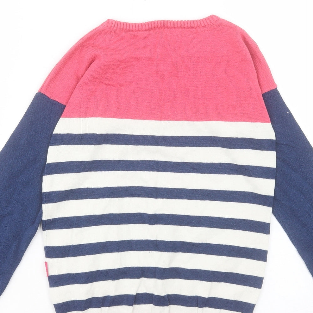 Nutmeg Girls Multicoloured Round Neck Striped Cotton Pullover Jumper Size 9-10 Years Pullover