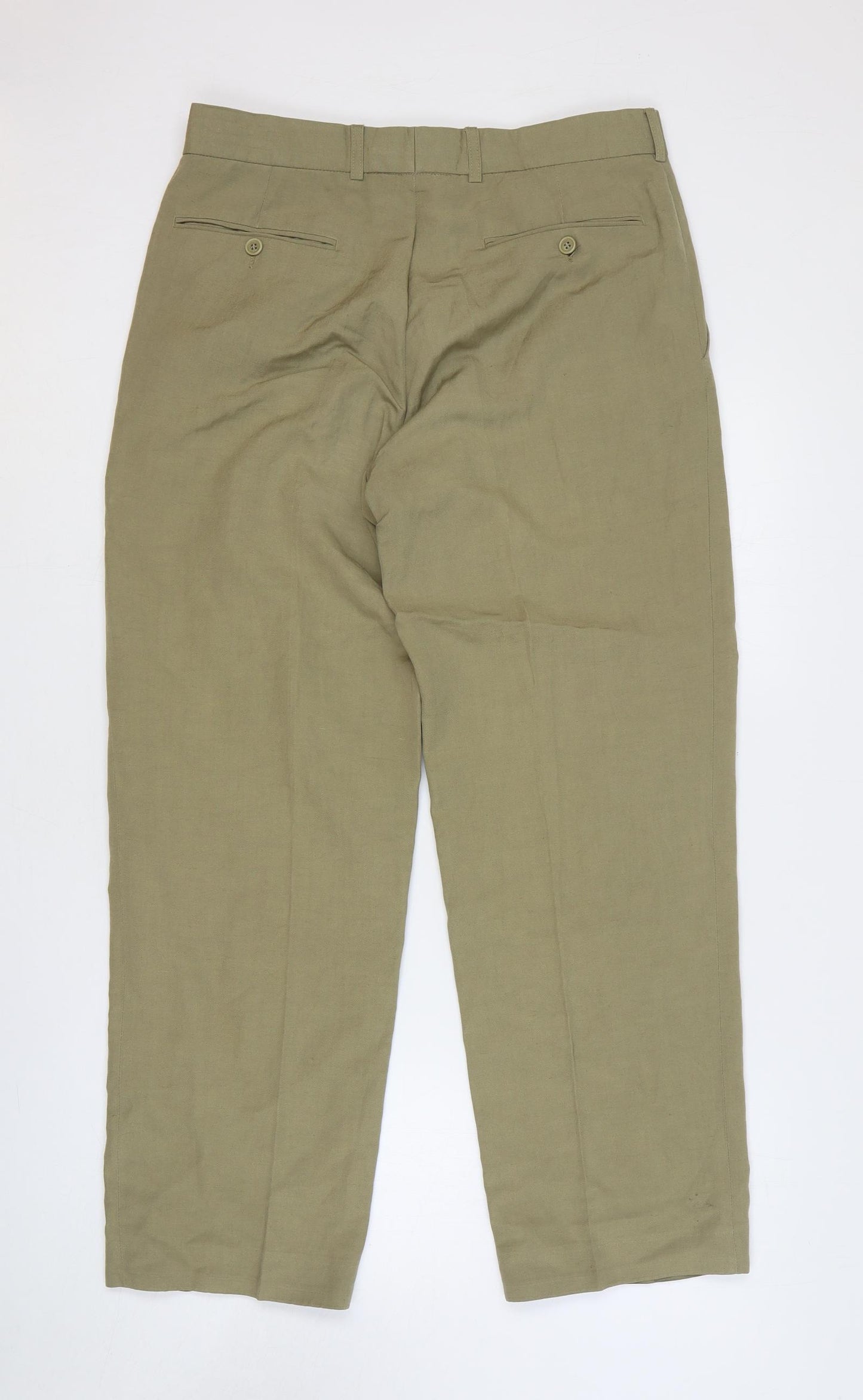 Preworn Mens Beige Silk Trousers Size 32 in L29 in Regular Zip