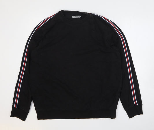 TU Mens Black Cotton Pullover Sweatshirt Size L