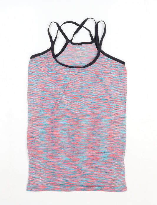 Primark Womens Multicoloured Polyester Basic Tank Size 10 Scoop Neck Pullover - Cross Strap Detail