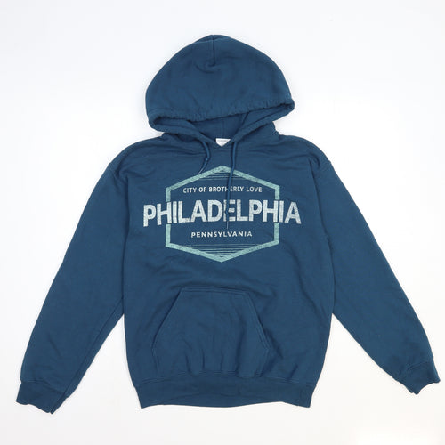 Gildan Mens Blue Cotton Pullover Hoodie Size S - Philadelphia