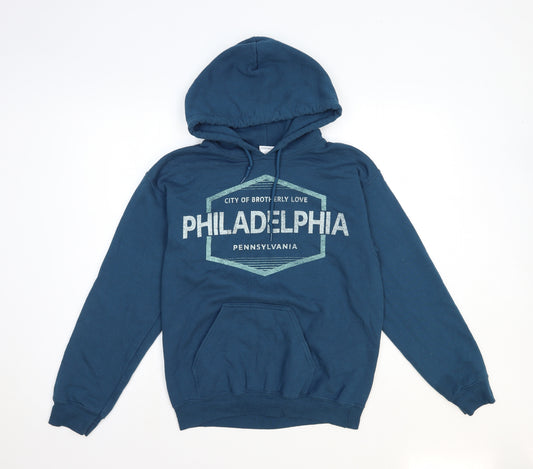 Gildan Mens Blue Cotton Pullover Hoodie Size S - Philadelphia