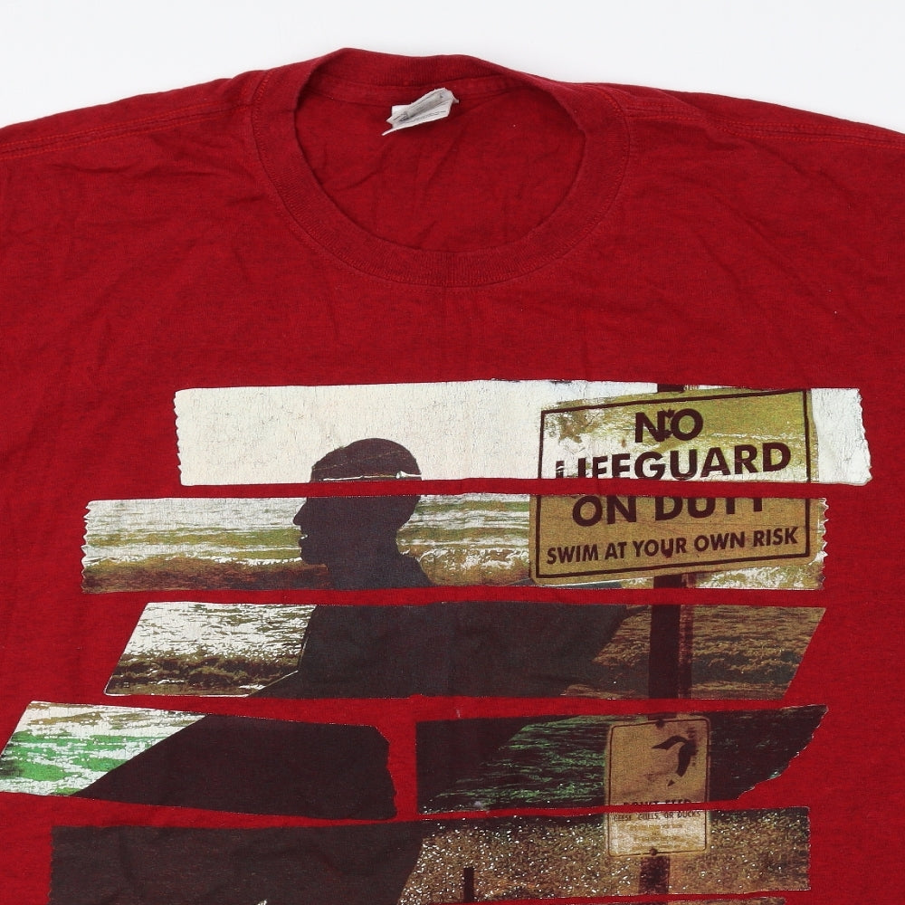 Gildan Mens Red Cotton T-Shirt Size 2XL Round Neck