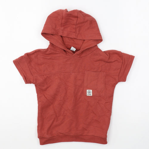 TU Boys Red Cotton Pullover Hoodie Size 2-3 Years Pullover