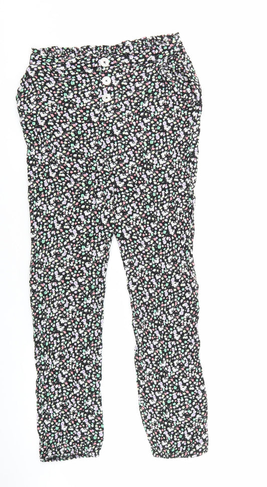 Primark Girls Black Geometric Polyester Harem Trousers Size 9-10 Years Regular Pullover