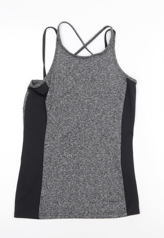 Mountain Warehouse Womens Grey Polyester Camisole Tank Size 6 Scoop Neck Pullover - Cross Back Detail