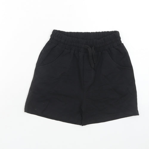 Fame Girls Black Cotton Sweat Shorts Size 12 Years Regular Drawstring