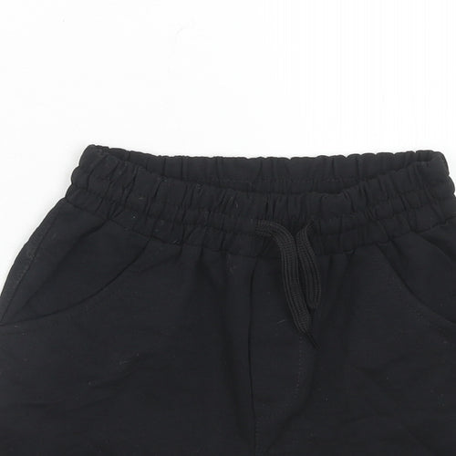 Fame Girls Black Cotton Sweat Shorts Size 12 Years Regular Drawstring