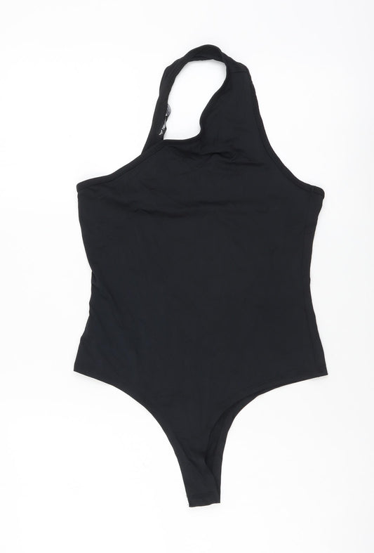 Threadbare Womens Black Polyester Bodysuit One-Piece Size M Snap