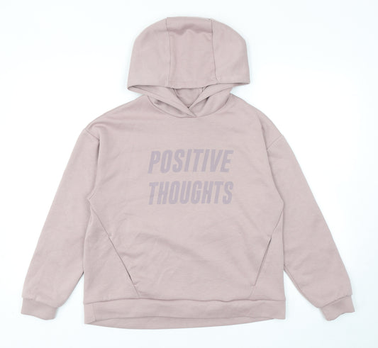 Zara Girls Purple Polyester Pullover Hoodie Size 13-14 Years Pullover - Positive Thoughts