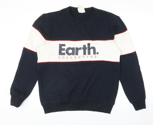 H&M Mens Blue Cotton Pullover Sweatshirt Size S - Earth Collection