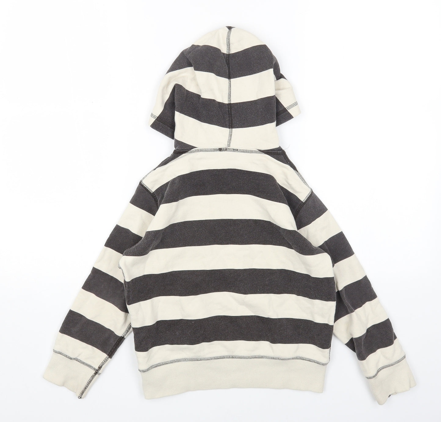 Preworn Boys Brown Striped Cotton Pullover Hoodie Size 5-6 Years Pullover
