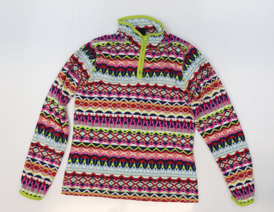 M/M Girls Multicoloured Geometric Polyester Pullover Sweatshirt Size 10-11 Years Zip - Size 10-12 Years