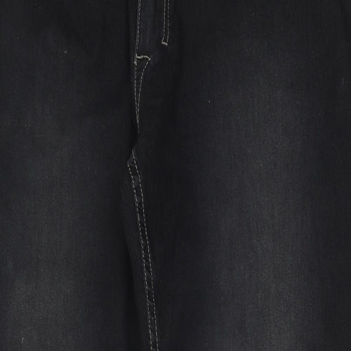 Kurt Muller Mens Black Cotton Straight Jeans Size 36 in Regular Button