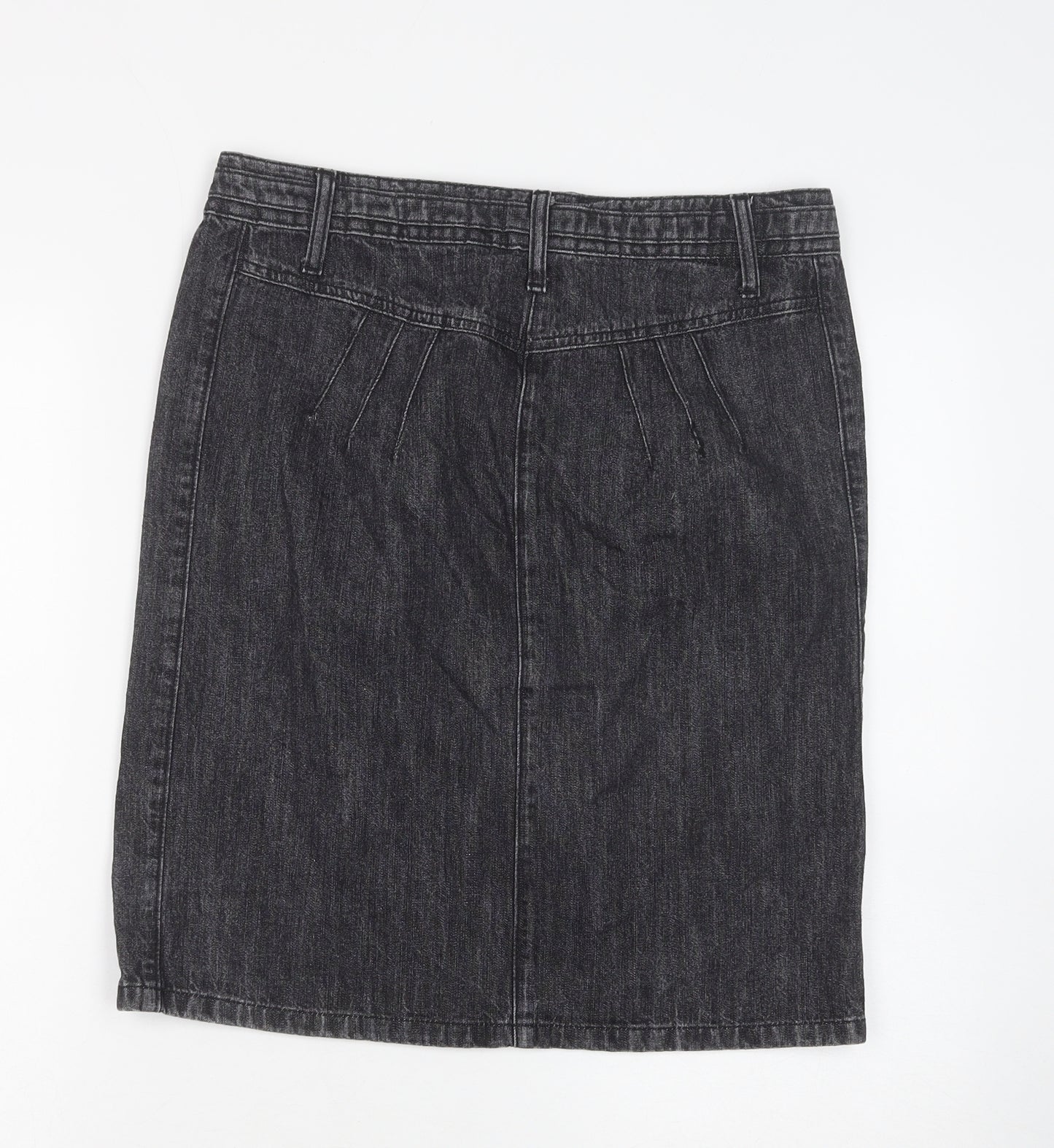 Liz Claiborne Womens Grey Cotton Straight & Pencil Skirt Size 8 Button