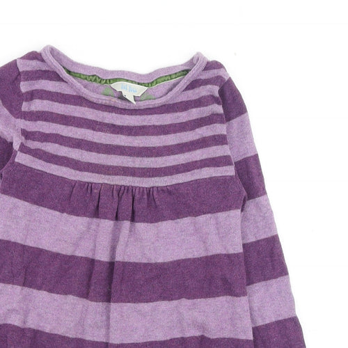 Fat Face Girls Purple Scoop Neck Striped Cotton Pullover Jumper Size 4-5 Years Pullover
