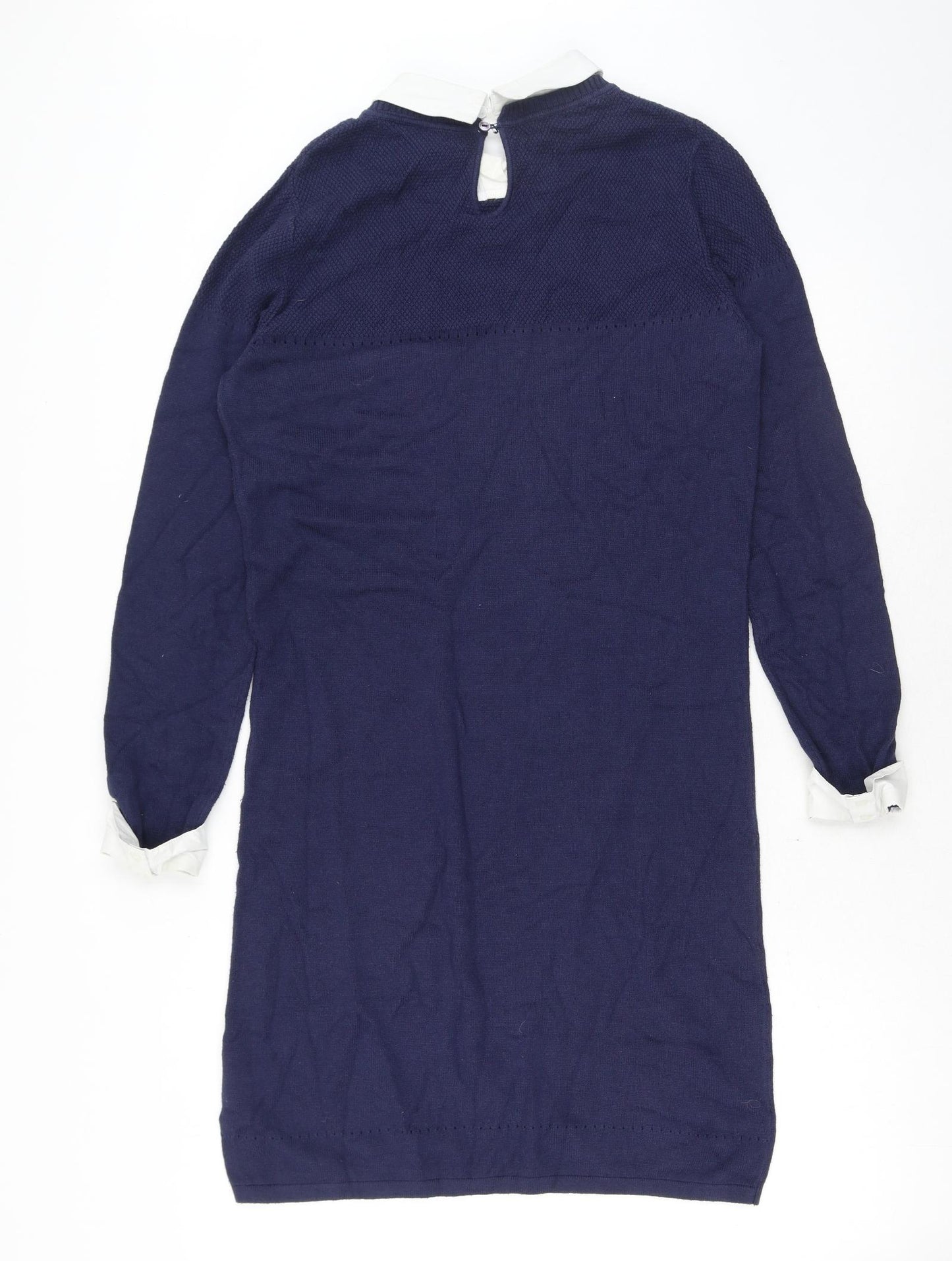 Dickins & Jones Womens Blue Cotton Jumper Dress Size S Collared Button