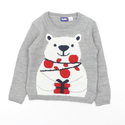 Lupilu Boys Grey Round Neck Acrylic Pullover Jumper Size 2-3 Years Pullover - Christmas Polar Bear