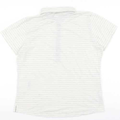 Rohan Womens White Striped Elastane Basic Polo Size 14 Collared - Golf Top