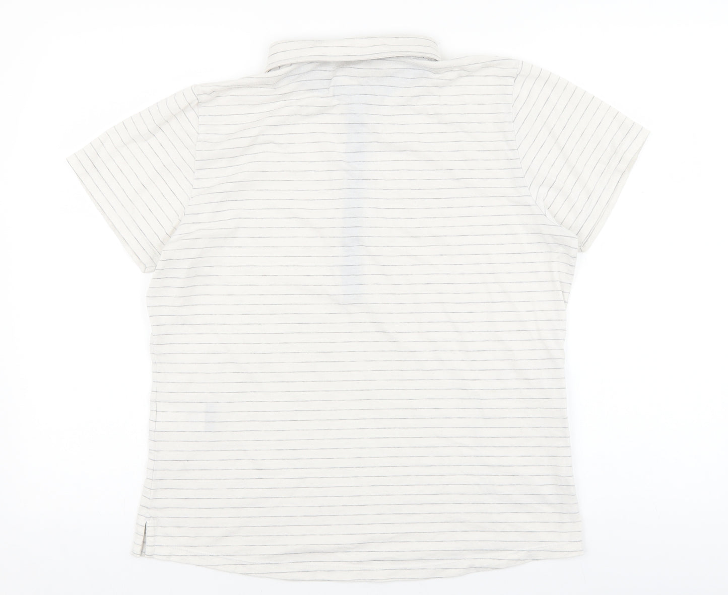 Rohan Womens White Striped Elastane Basic Polo Size 14 Collared - Golf Top