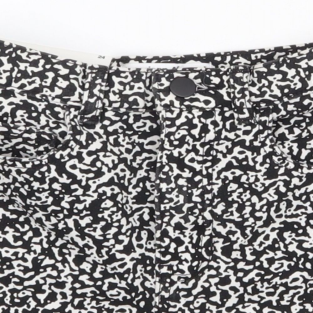 American Apparel Womens Black Animal Print Cotton Hot Pants Shorts Size 26 in Regular Zip