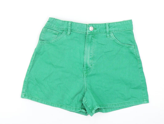 H&M Girls Green Cotton Boyfriend Shorts Size 12-13 Years Regular Zip
